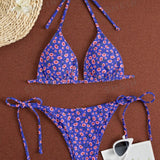 Swim Mod Vestido de baño bikini con cordon lateral triangulo floral