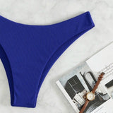 Swim Basics Conjunto de bikini acanalado Sujetador con aros y traje de bano de 2 piezas con parte inferior de corte alto