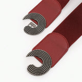 1 cinturon elastico ancho con hebilla redonda simetrica negra para mujer para decoracion de vestidos