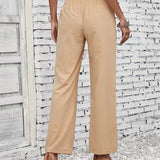 Clasi Pantalones De Cintura Femenina Con Cinturon De Color Solido