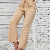 Clasi Pantalones De Cintura Femenina Con Cinturon De Color Solido