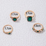 4 piezas/set Set de anillo minimalista de aleacion con diseno geometrico con con diamante de imitacion para mujeres , regalo de citas