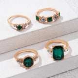 4 piezas/set Set de anillo minimalista de aleacion con diseno geometrico con con diamante de imitacion para mujeres , regalo de citas