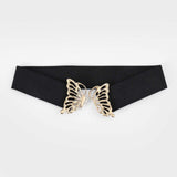1 pieza Y2K Cinturon de vestir con hebilla de mariposa elastica para mujer, cinturon solido, adecuado para uso diario