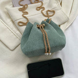 Bolso bandolera mini de moda de color combinado con diseno de cordon