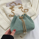 Bolso bandolera mini de moda de color combinado con diseno de cordon