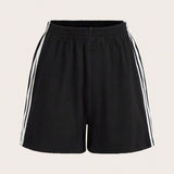 EZwear Shorts de rayas en contraste lado