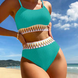 Swim BohoFeel Banador bikini de cheuron cinta de canale de talle alto