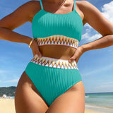 Swim BohoFeel Banador bikini de cheuron cinta de canale de talle alto
