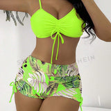 Swim Vcay Vestido de baño bikini con estampado tropical con cordon