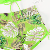 Swim Vcay Vestido de baño bikini con estampado tropical con cordon