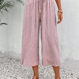 Frenchy Pantalones de pierna ancha de cintura con cordon