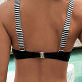 DD+ Top bikini con estampado de rayas