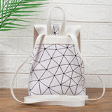 Mini mochila con solapa Patron geometrico de moda Pu, perfecto para el trabajo, viajes, cambio de color para mujeres y bolso laser