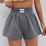 EZwear Shorts con diseno de parche de letra de cintura elastica
