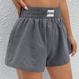 EZwear Shorts con diseno de parche de letra de cintura elastica