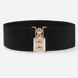 1 cinturon de cintura de color solido con botones de cuatro bucles de talla grande para mujer, adecuado para uso diario