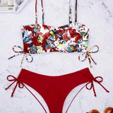 Swim Vcay Banador bikini con estampado floral con cordon lateral