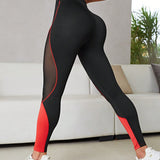 Yoga Future Leggings deportivos de dos tonos de malla con puntada de cintura ancha