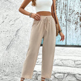 Frenchy Pantalones de Mujer Nudo Liso Casual