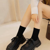 Zapatos con vintage estilo britanico , comodo negro cuero PU de mujeres Zapatos con alto plataforma para verano , estilo universitario a