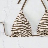 Swim Vcay Top bikini triángulo de rayas de cebra