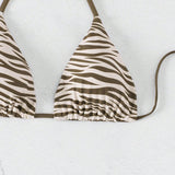 Swim Vcay Top bikini triángulo de rayas de cebra