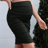 Maternidad Falda ajustada de cintura ajustable fruncido lateral