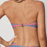 Swim BohoFeel Top bikini bandeau con estampado de cheuron vinculado con aro