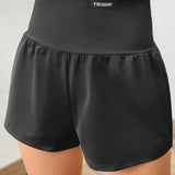 EZwear Shorts con diseno de parche de letra de cintura ancha