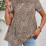 Maternidad Camiseta con estampado de leopardo peplum