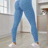 Yoga Trendy Leggings deportivos con estampado de leopardo de cintura ancha