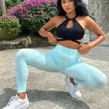 Yoga Trendy Leggings deportivos con cintura ancha y estampado de leopardo
