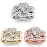 3 piezas Set de anillo de moda micro zirconia estilo europeo