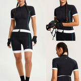 Mujer con cremallera Sueter de ciclismo bicicleta de carretera Camisa de manga corta bicicleta ciclismo gimnasia Chaqueta 4 trasero bolsillos