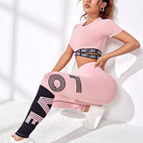 Yoga Trendy Leggings con camiseta deportiva con estampado de letra