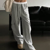 DAZY Pantalones cargo ribete en contraste de cintura con cordon con bolsillo lateral con solapa