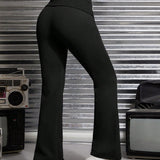 PETITE Pantalones Acanalados Con Cintura Elastica Y Diseno De Hebilla Para Mujer
