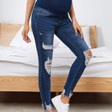 Maternidad Jeans ajustados de talle alto con diseno de desgarro