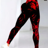 Yoga Trendy Leggings deportivos de tie dye control de barriga