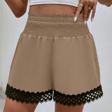 VCAY Shorts ribete con encaje de cintura elastica