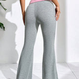 EZwear Pantalones Acampanados De Cintura Alta Con Bloques De Color Para Mujer
