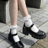 Zapatos Mary Jane con plataforma minimalista, mocasines de suela gruesa para mujer de color solido estilo pijo negro