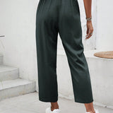 Frenchy Pantalones de cintura con volante con nudo delantero crop