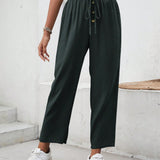 Frenchy Pantalones de cintura con volante con nudo delantero crop