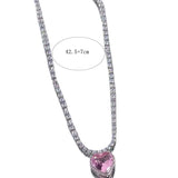 Y2K 1 pieza Collar aleacion de zinc plata color de vidrio con diseno de diamante de imitacion colgante de corazon para mujeres para regalo de citas
