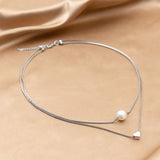 Pulsera de perlas de doble capa, Simple y exquisita, a la moda, con decoracion de corazon, accesorios de uso diario, 1 pieza