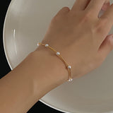 Mujer 1 pieza Pulsera sencillo elegante dulce con perla fiesta fecha regalo