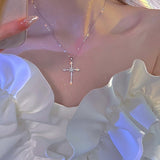 Y2K 1 pieza Collar con colgante de moda delicado cruzado & con diseno de diamante de imitacion para fiesta & fecha , regalo