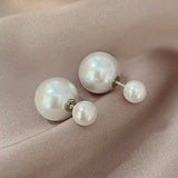 1 par Pendientes de tachuela personalidad & dulce & simple doble faz perla de imitacion para de mujeres uso diario